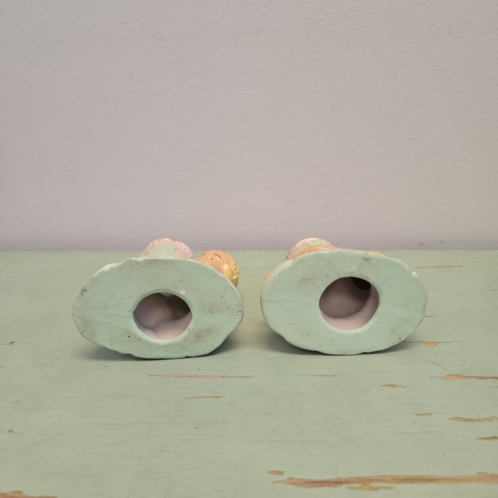 Cherub Candlestick Holders Pair Vintage - Picture 6 of 6